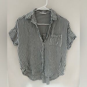 Jane and Delancey Oversize Striped Boxy Short Sleeve Blouse Shirt Size S